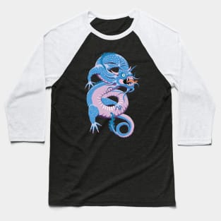 Blue Chinese Dragon Baseball T-Shirt